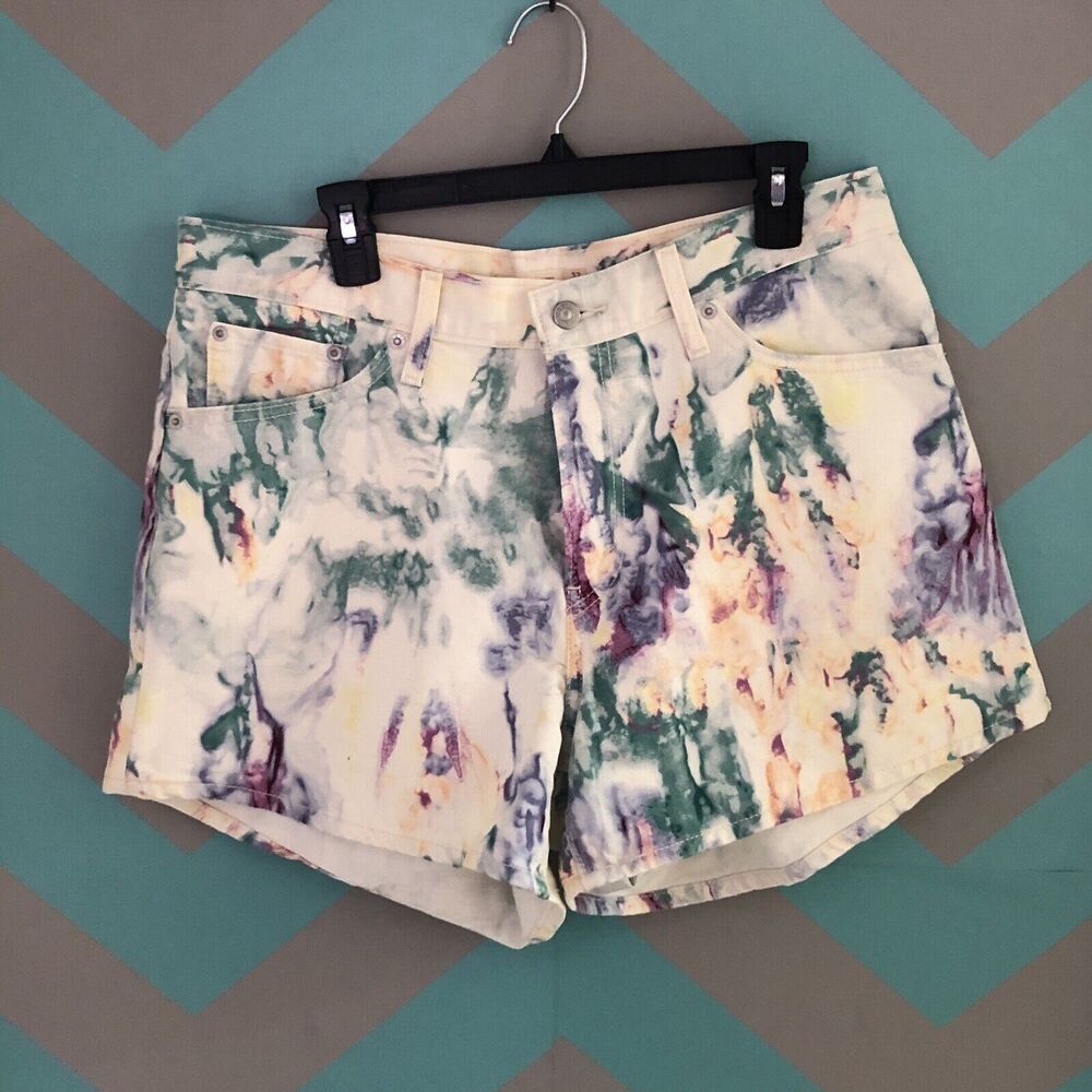 Levi's 80’s Mom Shorts White Tie Dye 100% cotton pockets denim multicolor #R37 - Picture 5 of 12
